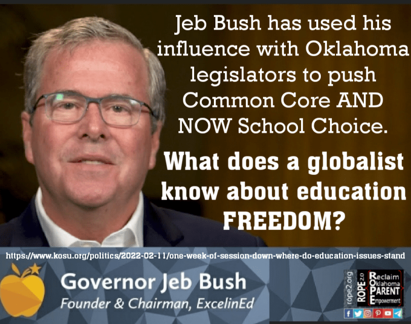 Is Jeb Bush Behind Oklahoma’s Plan To Insert The Benevolent Hand Of Government Into Homeschooling? It would appear so.