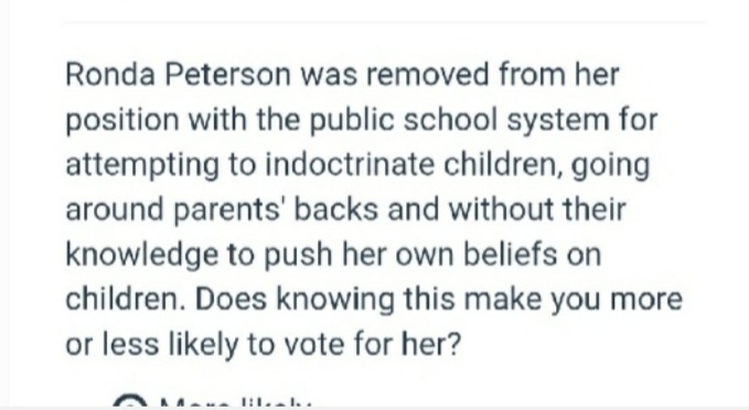 HD39 ‘Push’ Poll Libels Candidate Peterson By Messaging Voters, Claiming That She’d Been Fired