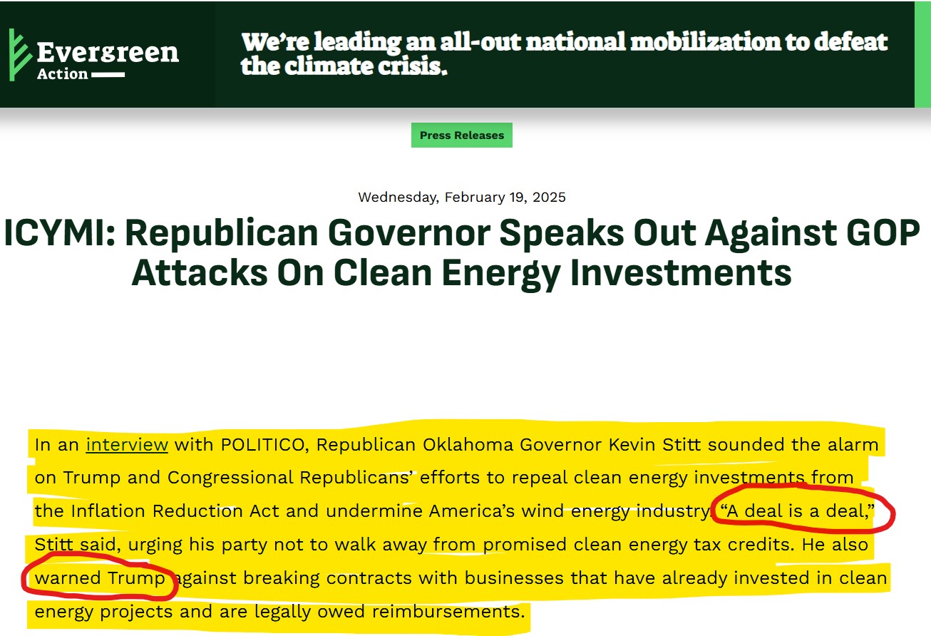 Governor Stitt wants green energy subsidies